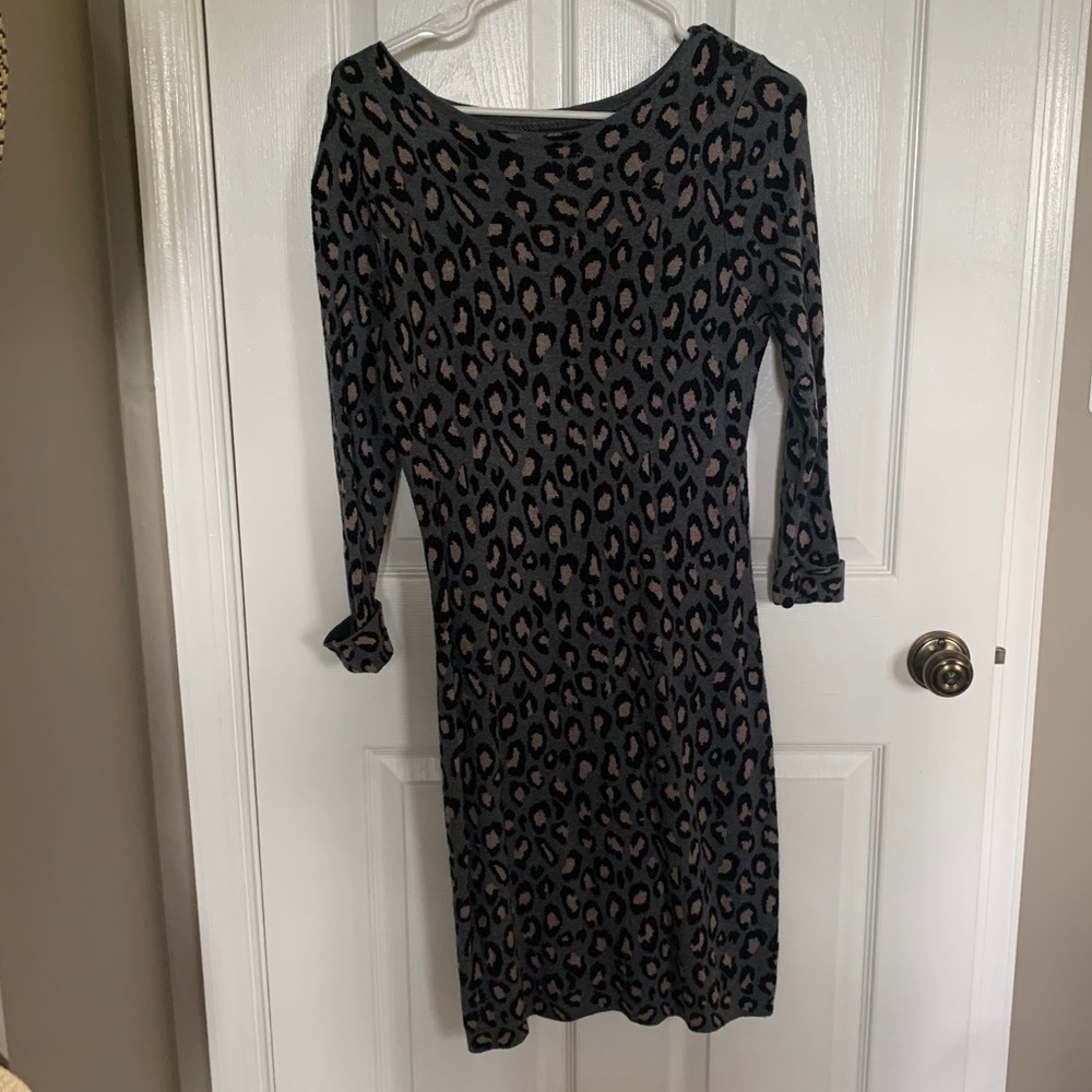 Tahari leopard print sweater dress